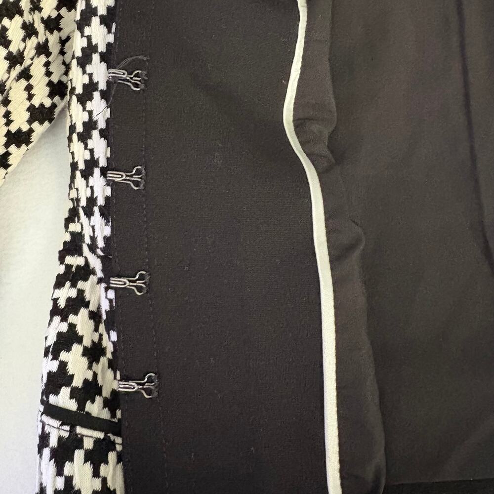 White House Black Market Houndstooth Cropped Blazer Jacket Size 8 Black White - Picture 6 of 16
